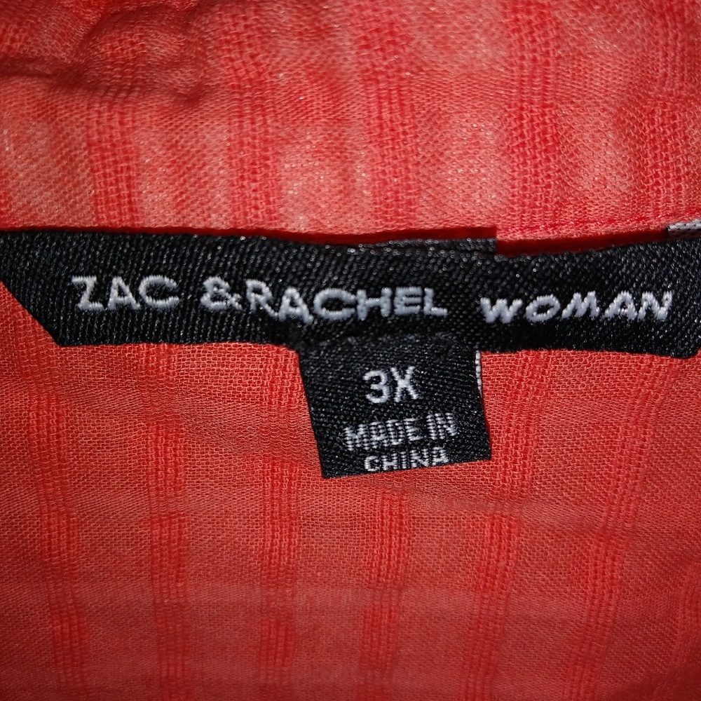 Zac & Rachel Coral Orange Work Shirt Sz 1X Plus - Picture 4 of 4